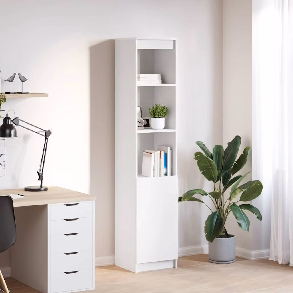 vidaXL Credenza Bianca in Legno Multistrato con Ripiani Interni e Ante a Battente L/P/H: 37,5 x 35 x 180 cm