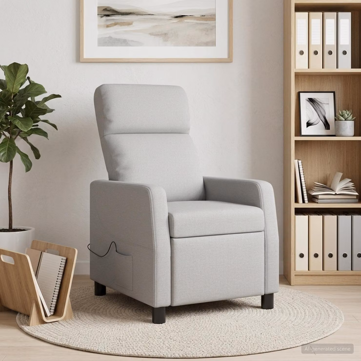 vidaXL Poltrona Relax Recliner in Tessuto Grigio con Braccioli per Soggiorno e Ufficio