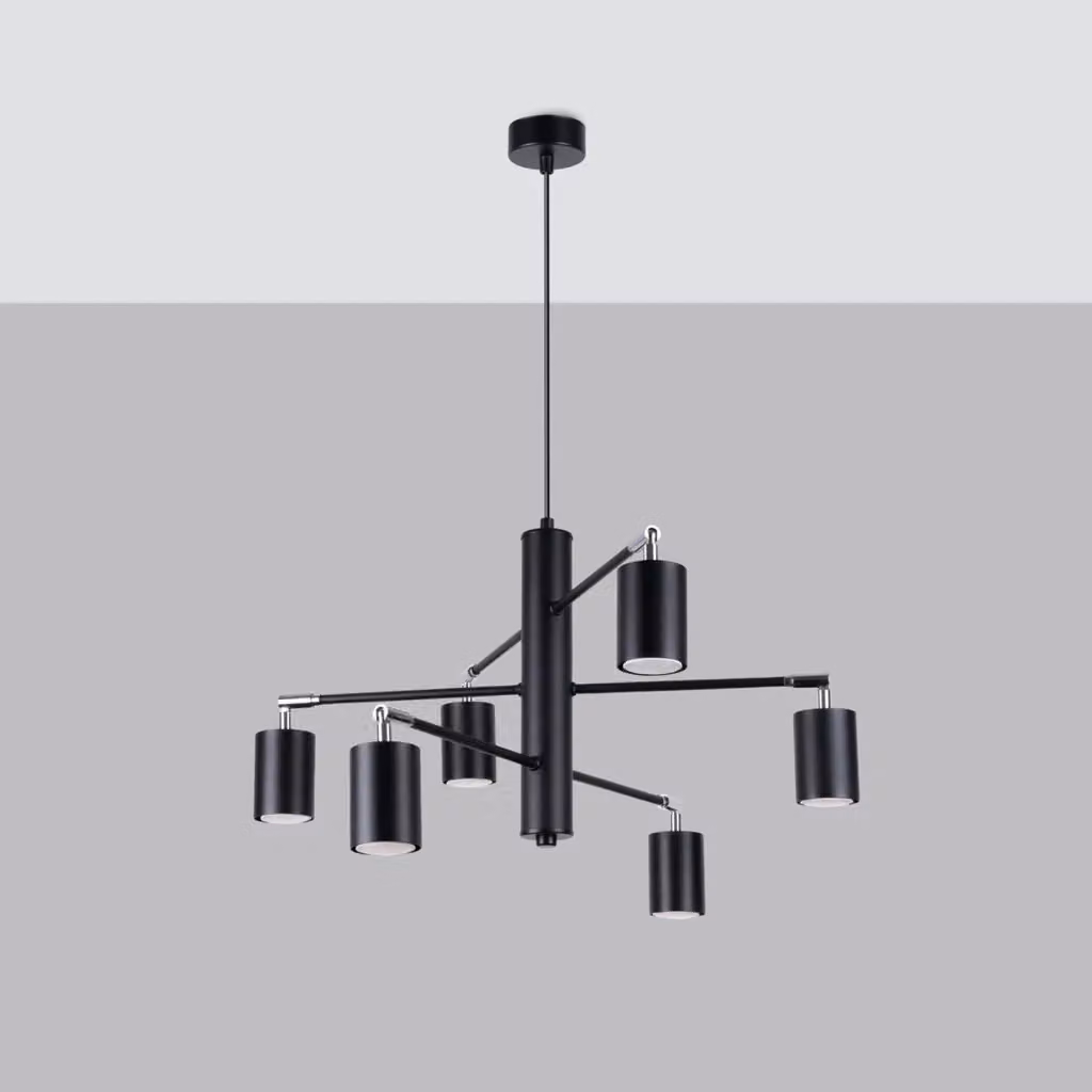 Lampada a sospensione moderna LEMMI Bittersweet Shimmer di Sollux Lighting in acciaio nero con 6 luci GU10 – 2