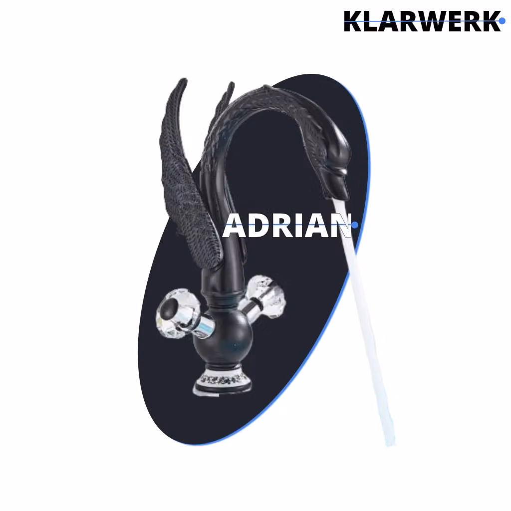 Miscelatore per lavabo Klarwerk ADRIAN design a cigno in acciaio inossidabile nero – 2