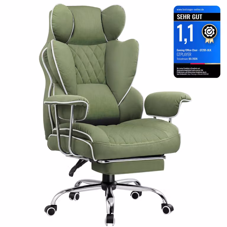 Sedia da gioco GTPLAYER, sedia da gioco, sedia da ufficio ergonomica con poggiapiedi, supporto lombare regolabile e cuscino per la testa, sedia da gioco imbottita, poltrona da gioco