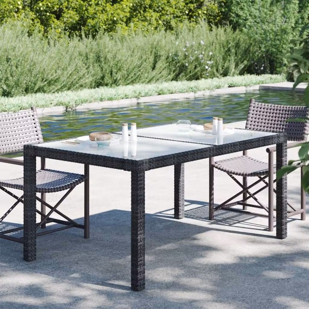 Maison Exclusive - Tavolo da giardino 150x90x75 cm in vetro temperato e rattan sintetico nero