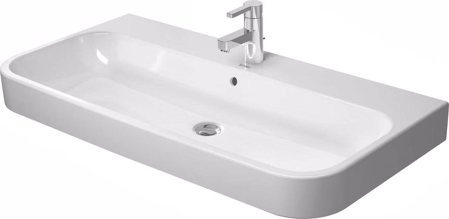 Duravit lavabo pour meuble Happy D.2 100cm avec trop-plein, avec plage pour robinetterie, 1 trou pour robinetterie, poli, 2318100027, 2318100027