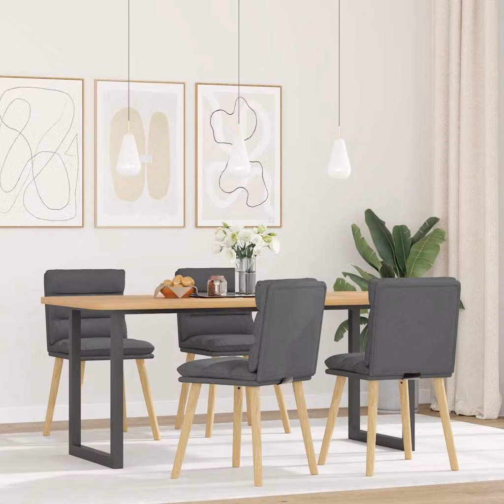 Set di 4 sedie da pranzo vidaXL in tessuto grigio con struttura in legno e metallo per cucina e soggiorno