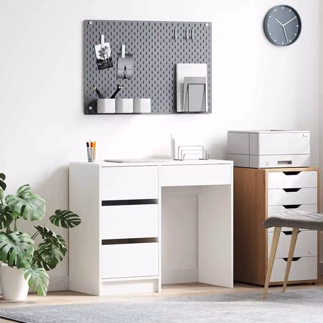 Scrivania moderna vidaXL bianca in legno MDF per ufficio o casa L: 90 cm, P: 37.5 cm, H: 75 cm – 1