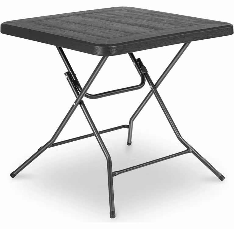 Tavolo da giardino, tavolo da balcone - Colore: marrone cioccolato - Dimensioni: 80x80x74 cm - Piano del tavolo in HDPE - Struttura in metallo - Per 4 persone