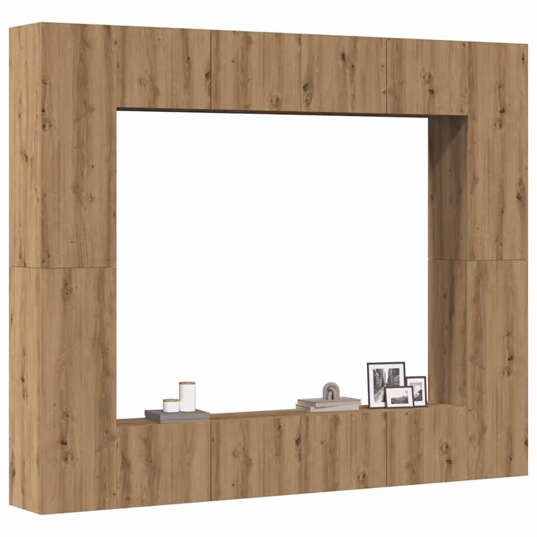 Set Mobile TV vidaXL 8 pezzi in legno Rovere, Montaggio a Parete, Moderno per Soggiorno