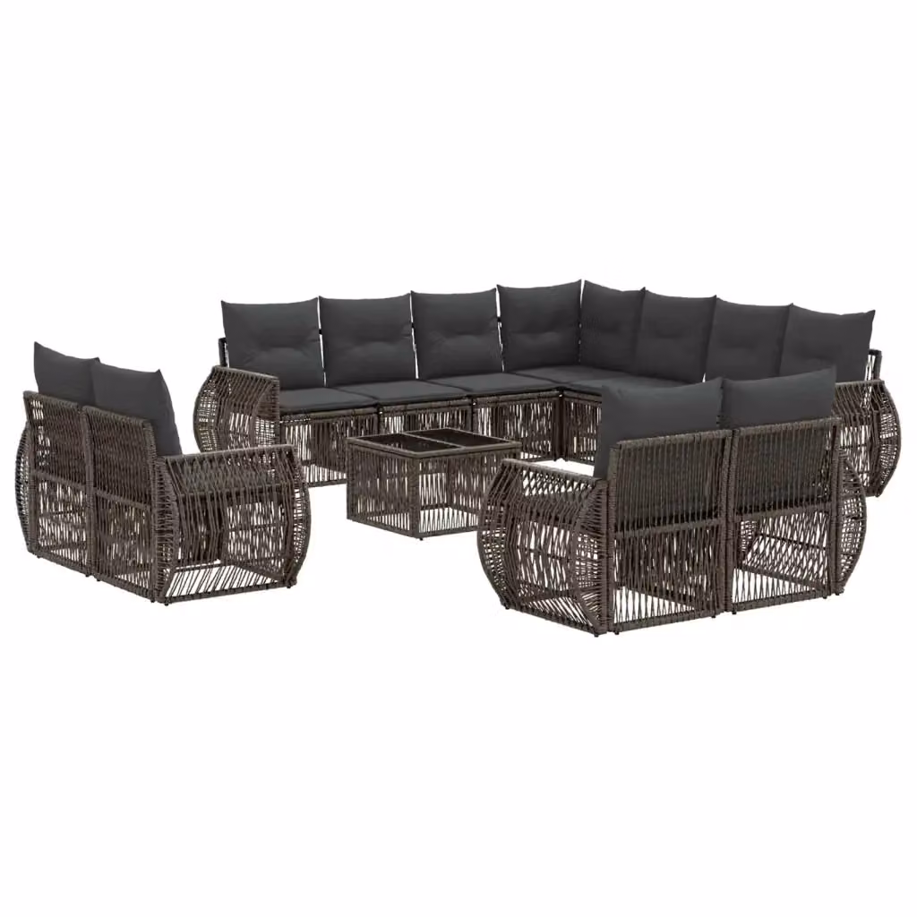 Set Divano da Giardino vidaXL a forma a U in Polyrattan con Tavolino, Colore Grigio e Antracite – 2