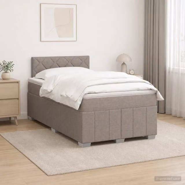 Letto box spring ibrido vidaXL con materasso a molle insacchettate e base contenitore, colore beige o grigio, L/P/H: 120 x 200 cm
