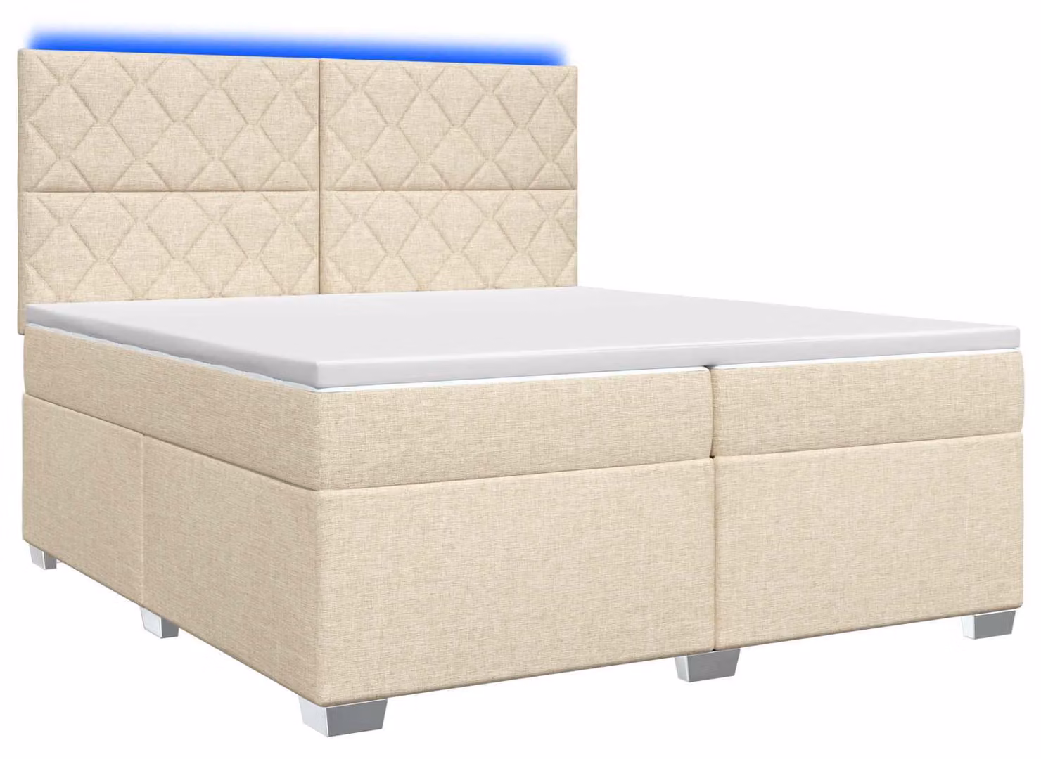 Letto a molle con materasso crema 200 x 200 cm in tessuto