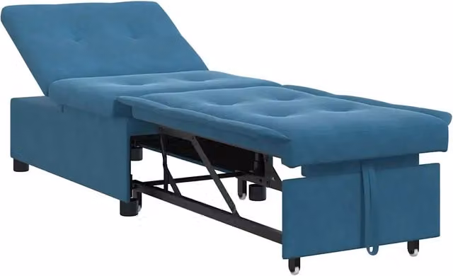 Divano letto | Sof¨¤ letto | Letto singolo Blu 194 x 67 x 82 cm Velluto
