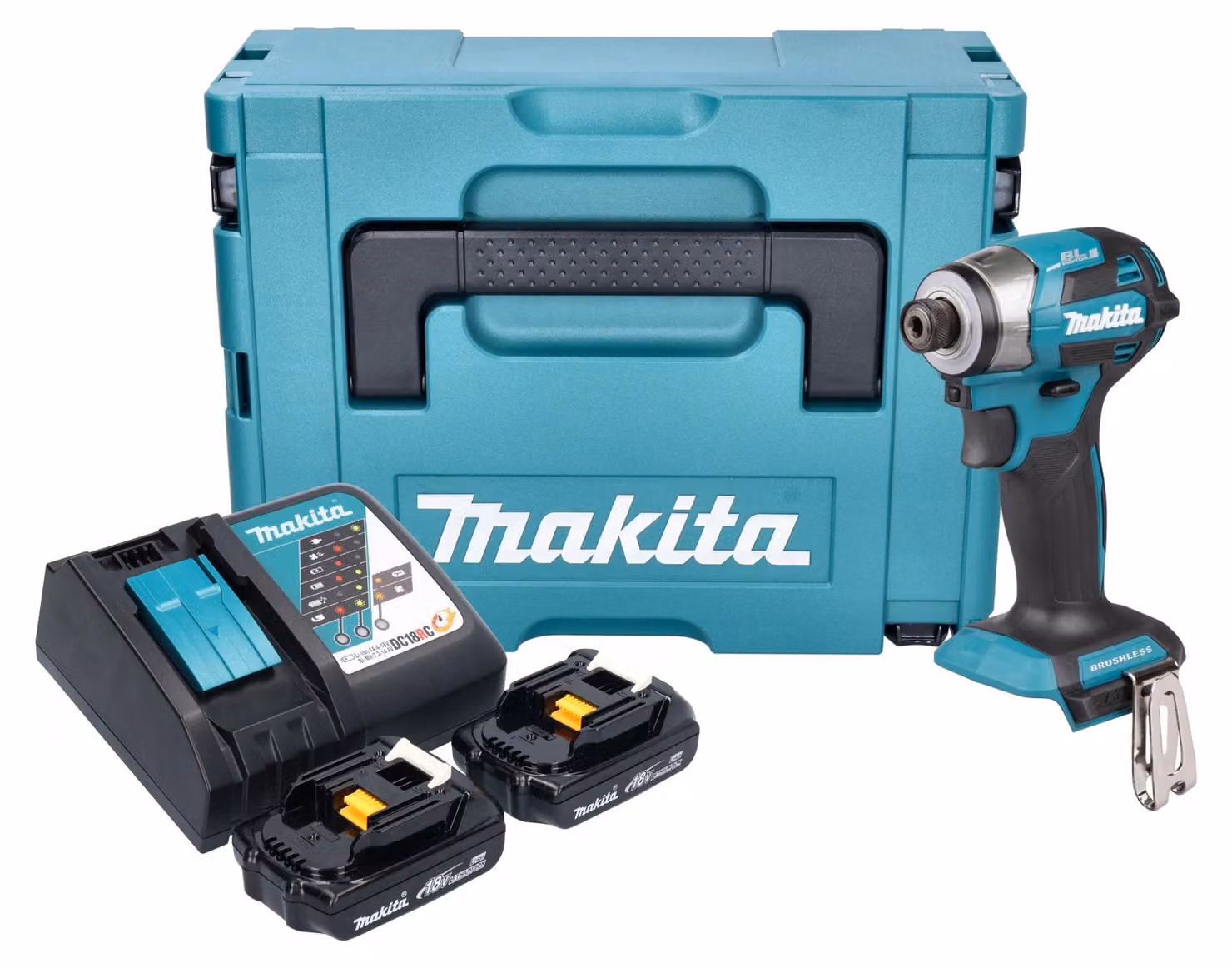 Avvitatore a impulsi a batteria Makita DTD 173 RYJ 18 V 180 Nm 1/4" brushless + 2x batteria ricaricabile 1,5 Ah + caricabatterie + Makpac
