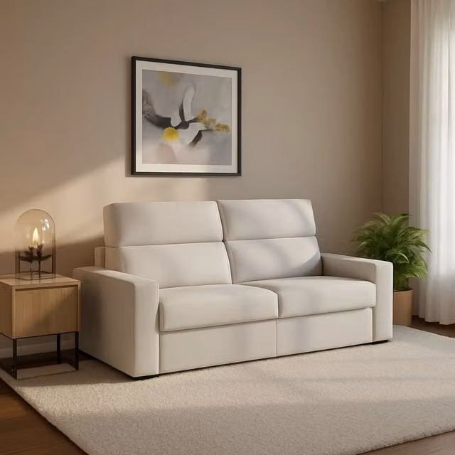 Divano Letto Ecate DMORA Made in Italy, 2 Posti con Copertura Sfoderabile e Funzione Letto, Grigio, L: 200 cm, P: 95 cm