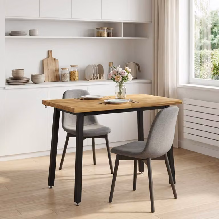 Tavolo rettangolare moderno vidaXL in legno di acacia bianco e nero L 90 x P 55 x H 75 cm