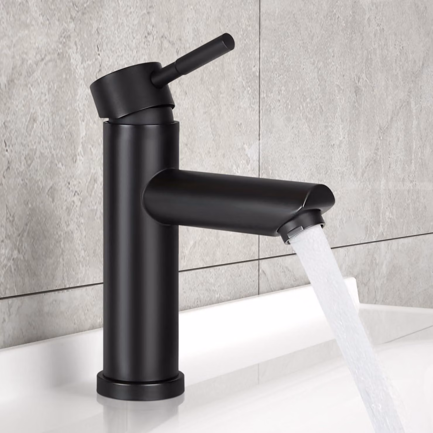 Miscelatore per lavabo, monocomando, acciaio inossidabile, finitura nera opaca