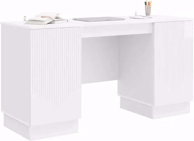 Scrivania | Tavolo da Ufficio Bianco Lucido 142,5 x 50 x 75 cm Legno ingegnerizzato