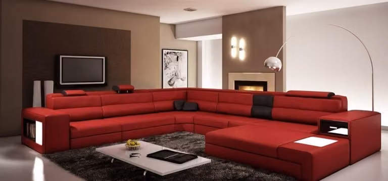 Wohnlandschaft Ledersofa Couch Ecksofa Eck Garnitur Design Modern Sofa + USB