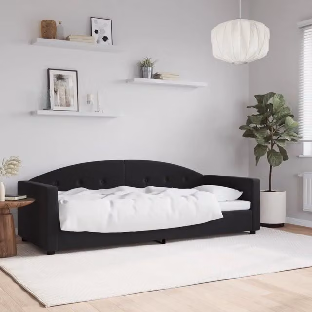Letto da giorno moderno vidaXL in velluto nero con struttura in metallo e legno – 1