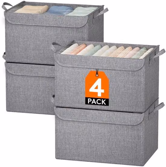Set Azomor composto da 4 contenitori pieghevoli con coperchio trasparente per la casa