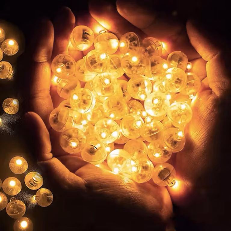 100 luci a LED a forma di palloncino, bianco caldo, rotonde, per feste