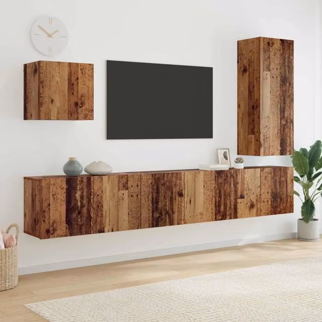 Unità TV da Parete 5 pz Legno vecchio Legno ingegnerizzato 3402767