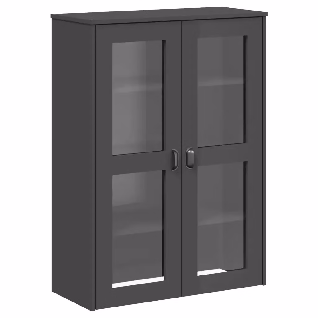 Piano per credenza VIKEN vidaXL in legno multistrato e vetro, colore antracite, L: 110 cm, P: 35 cm, H: 2 cm – 2