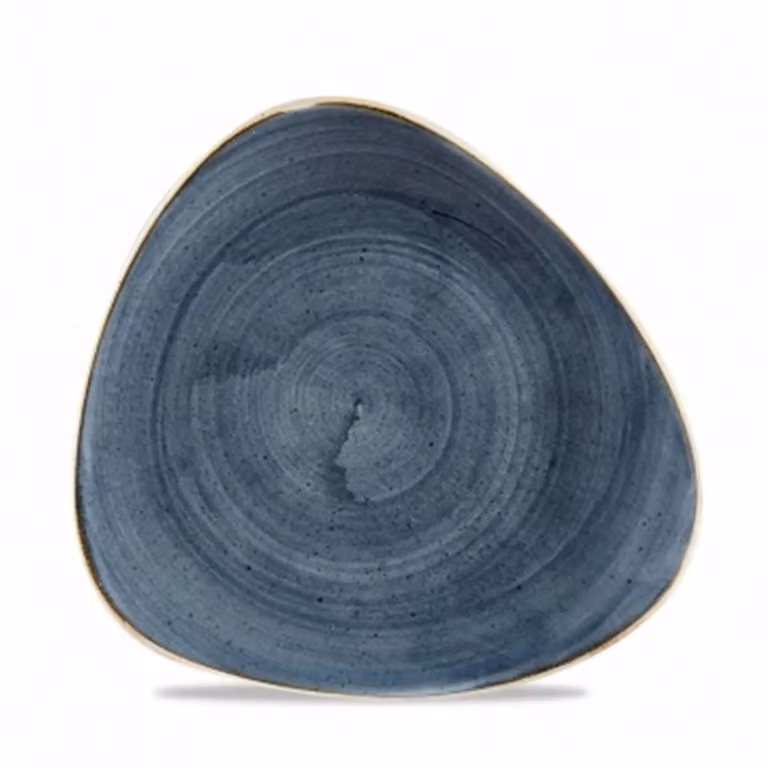 Piatto piano triangolare in porcellana mirtillo stone, diam. 23cm, 12 pezzi