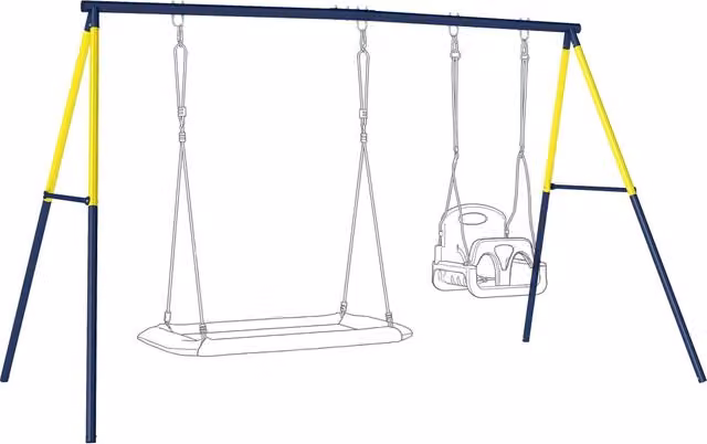 Altalena per bambini Minimal a 2 posti in metallo blu H: 178 cm, L: 260 cm, P: 160 cm