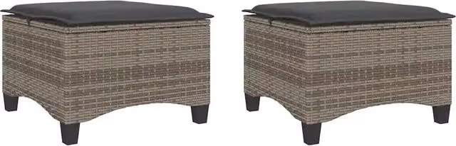 Set di 2 sgabelli da giardino in polyrattan con cuscini grigi DESIGN IN L/P/H: 55 x 55 x 36 cm CFW5622989