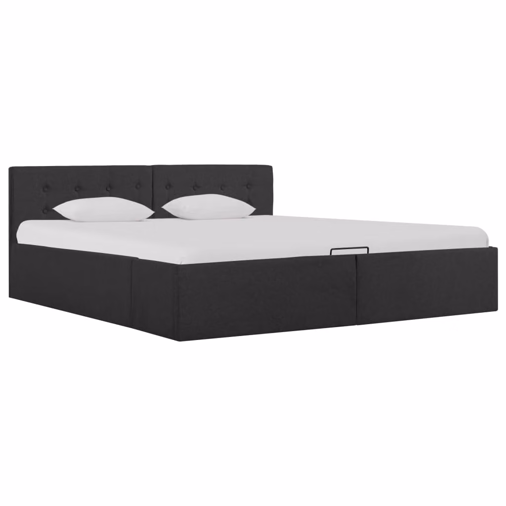 The Living Store Letto contenitore idraulico in tessuto grigio scuro 160×200 cm