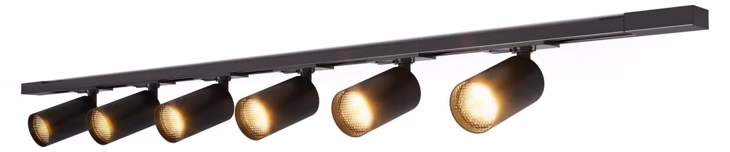 Calex Tracklight 2M, binario a soffitto, escluso set di 6 faretti GU10, colore nero