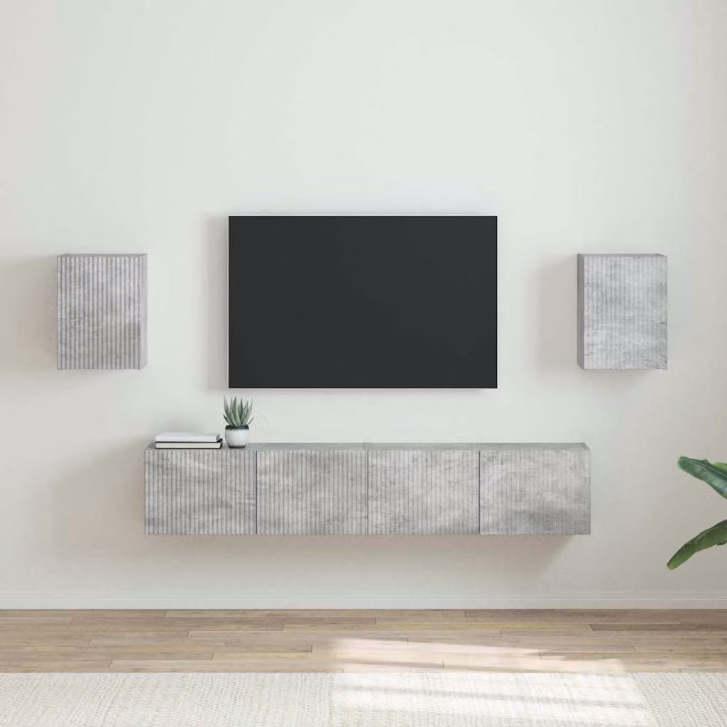 Set di 2 mobili TV da parete vidaXL moderni in legno ingegnerizzato e MDF, colore grigio cemento
