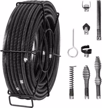 Cavo per pulizia scarichi VEVOR in acciaio con 7 taglierine per tubi da 20 a 100 mm, colore nero