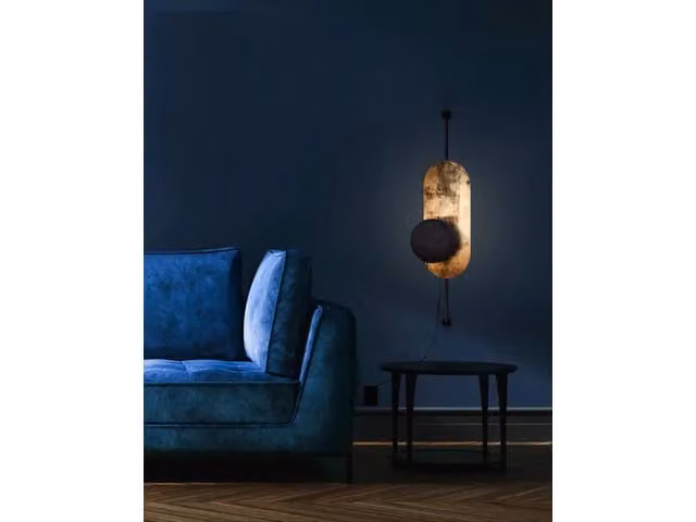 Applique Nowodvorski Lighting Wheel nero, oro e legno con 1 luce G9, H 89 cm – 2