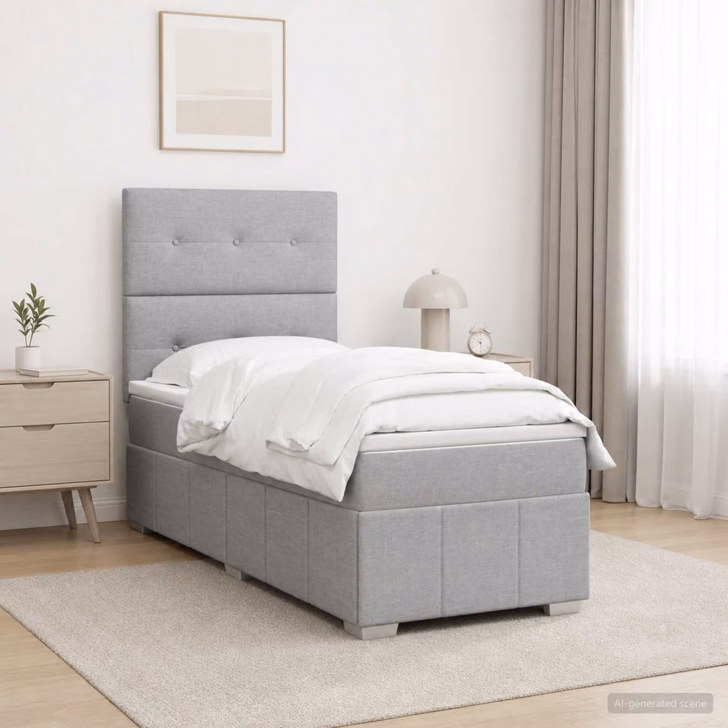 Letto box spring con materasso a molle insacchettate vidaXL, Grigio e Bianco, L/P/H: 100 x 200 x 76,5 cm