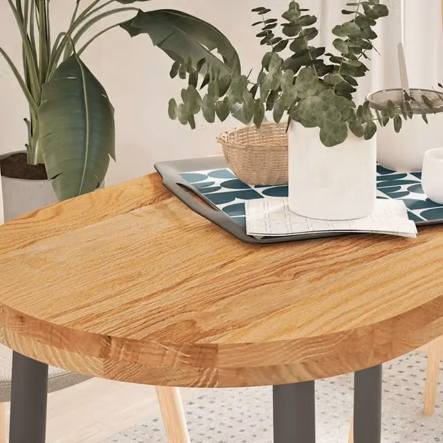 Piano Tavolo Marrone Chiaro 100x50x4cm in Rovere Massello Ovale 4009074