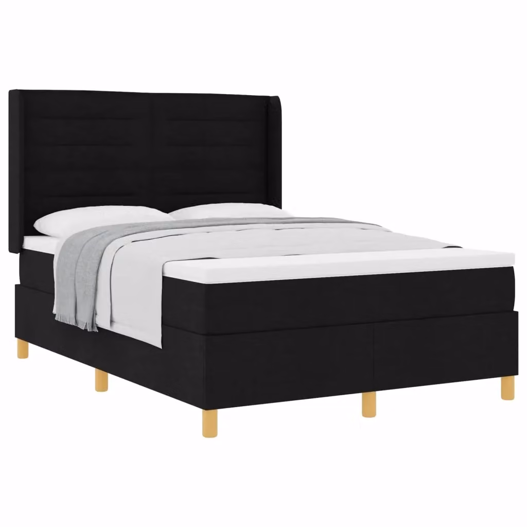 Letto a molle con materasso vidaXL in tessuto nero e oro L/P/H: 140 x 190 x 280 cm – 2