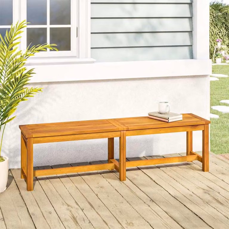 vidaXL Panca da Giardino in Legno di Acacia Marrone L: 110 cm, P: 35 cm, H: 45 cm