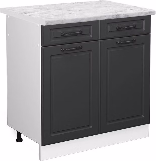 Mobiletto base per cucina R-Line Antracite rustico/Bianco 80 cm, PL Marmo Vicco