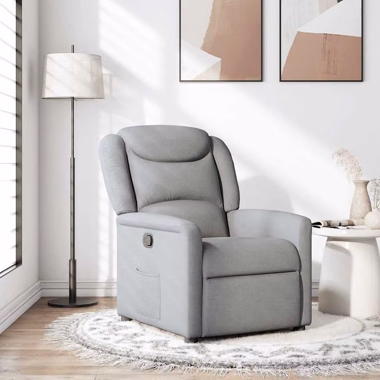 vidaXL Poltrona Reclinabile Relax in Tessuto Grigio con Braccioli e Apertura Automatica