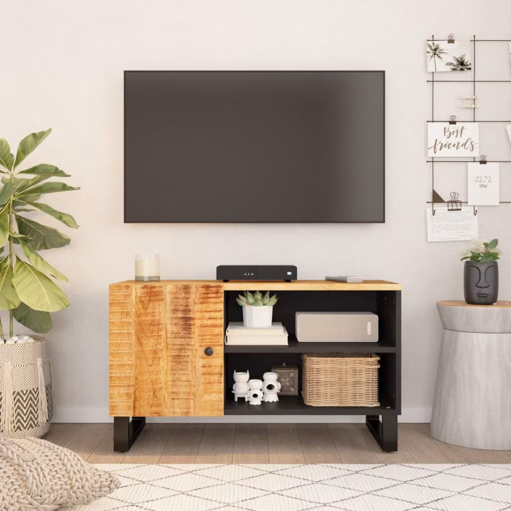 Mobile TV vidaXL in legno di mango e multistrato, marrone, L 80 cm, P 33 cm, H 46 cm