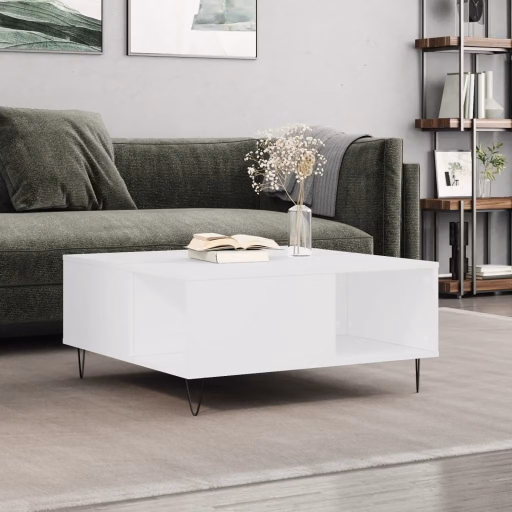 Maison Exclusive - Tavolino bianco 80x80x36,5 cm Materiale ligneo