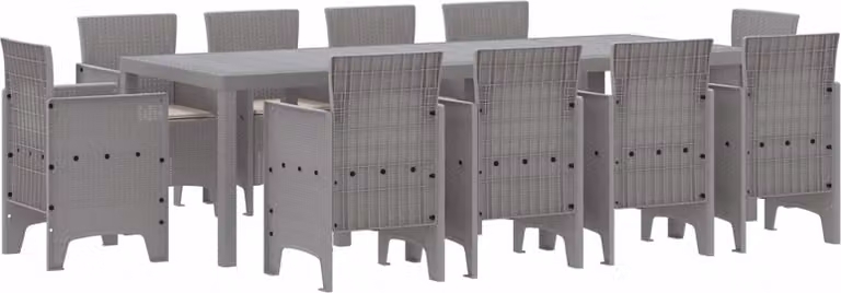 Set da Pranzo per Giardino 11 pcs Grigio chiaro Polipropilene