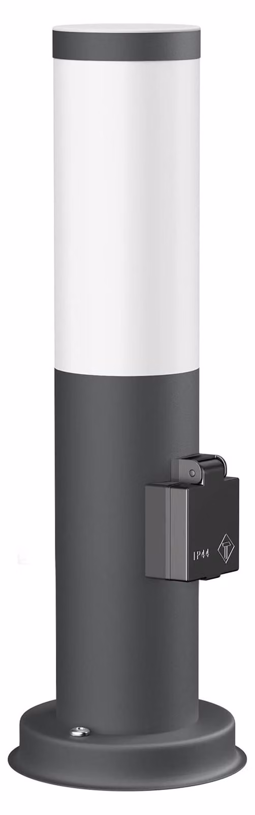 Lampione da esterno con presa, grado di protezione IP44, altezza 39 cm, colore antracite, attacco E27, acciaio inossidabile