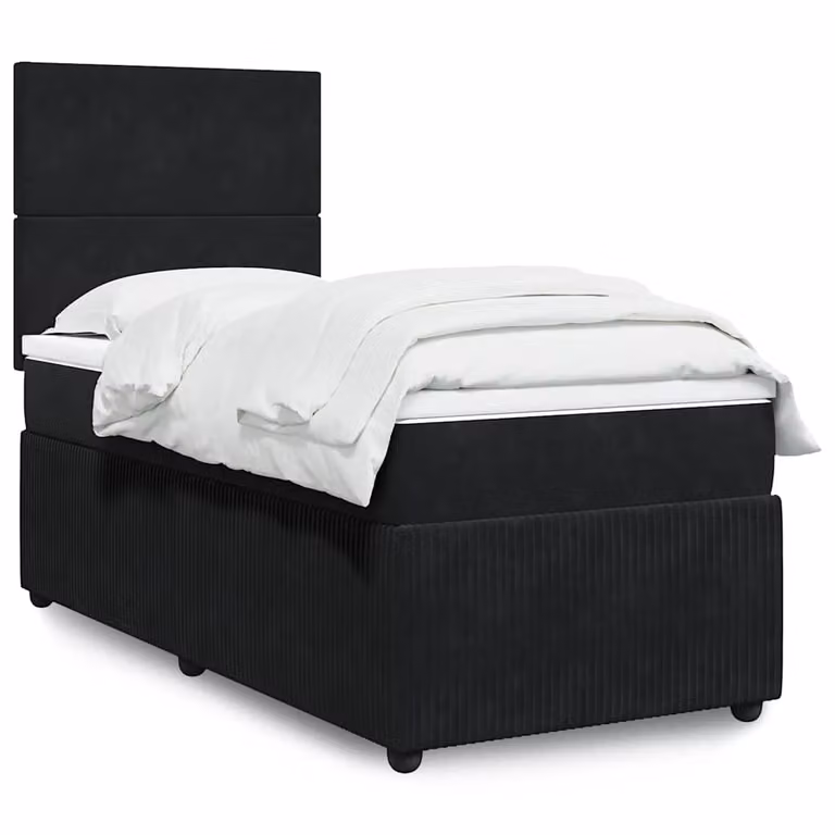 vidaXL Letto Ibrido con Materasso in Velluto Nero L/P/H: 100 x 200 cm