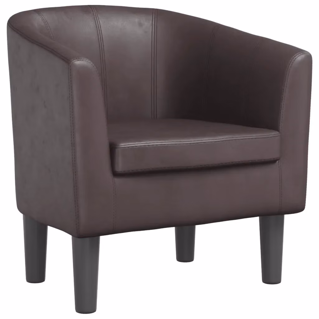 Poltrona Lounge Cabriolet vidaXL in Similpelle Marrone con Braccioli e Struttura in Legno e MDF – 2