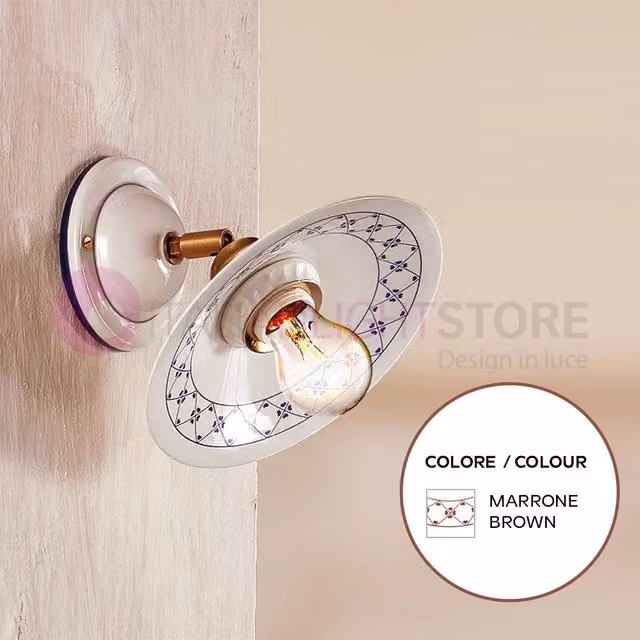 Applique da Parete Orientabile FIESOLE di Ceramiche Borso in Ceramica e Ottone, Stile Rustico Country, Colore Marrone