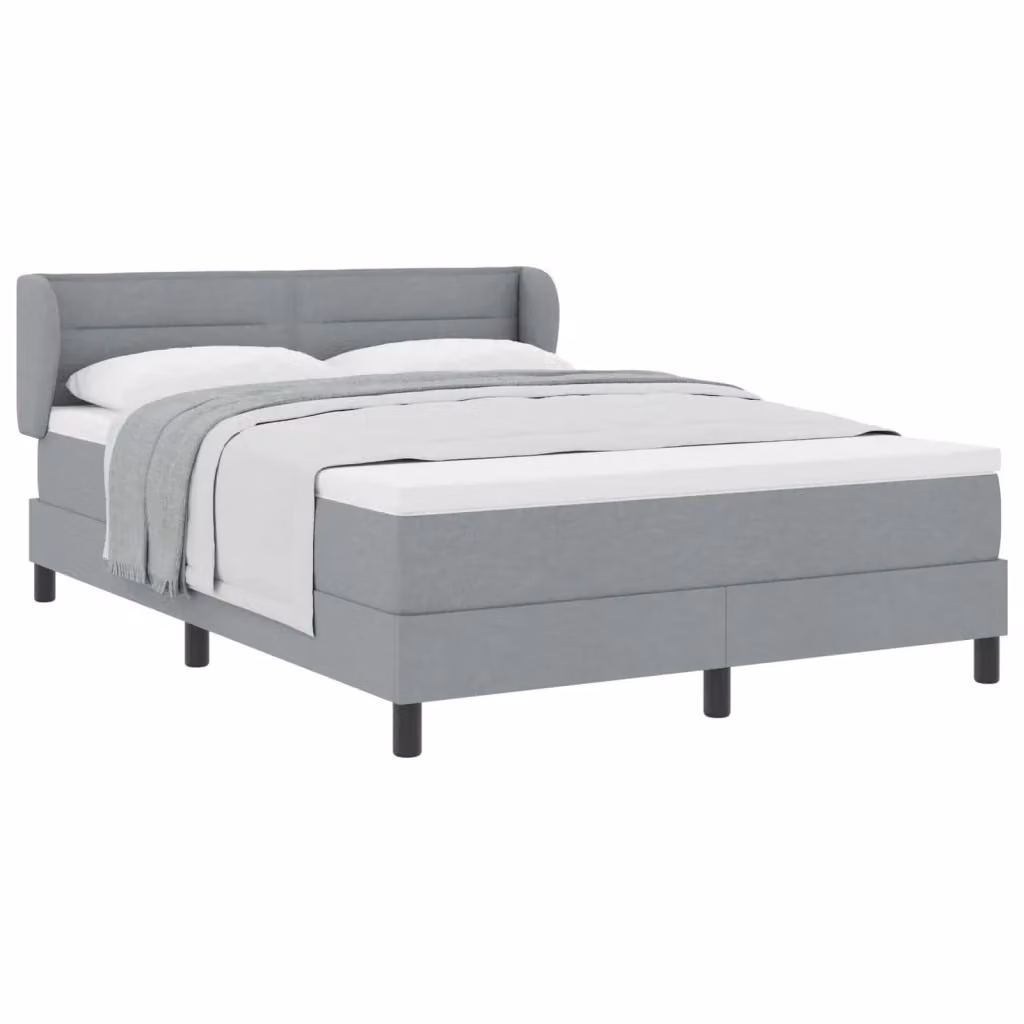 Letto contenitore a molle con testiera vidaXL in tessuto grigio L/P/H: 140 x 200 x 88 cm – 2