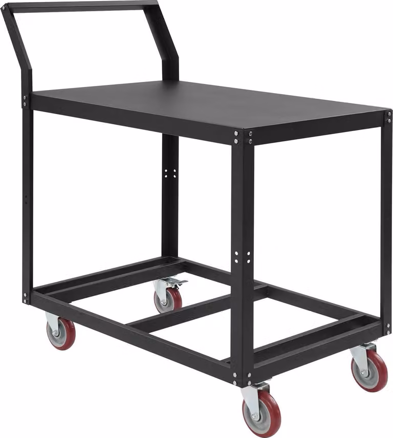 Banco da lavoro - Carrello da officina con rotelle - Rettangolare - Per carichi pesanti - Struttura in acciaio - Con rotelle - Richiede assemblaggio - Nero