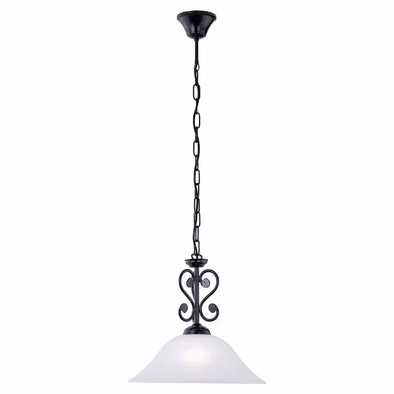 Lampada a sospensione in metallo e vetro, altezza 100,5 cm